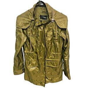 Hurley Women's Button‎ Down Windbreaker Lightweight Rain Coat Green Size Large